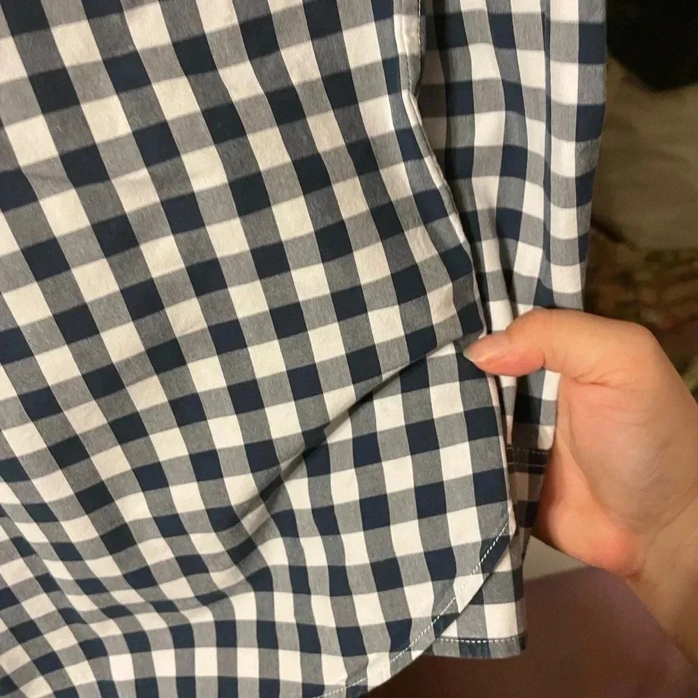 J.CREW BLUE GINGHAM SLIM BUTTON DOWN SHIRT